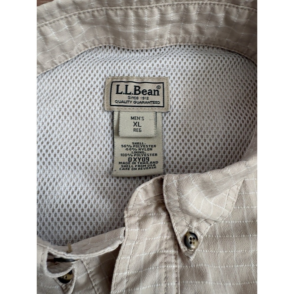 LL Bean Shirt Mens XL Beige Tan Vented Lightweight Fishing Outdoor Button Up PFG - Picture 2 of 6